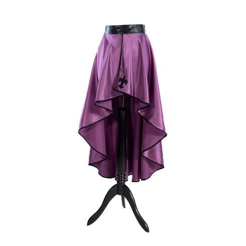 SiaLinda: Rock Viola II, violett, Satin, Lilien Applikation, asymmetrisch, geschlitzt