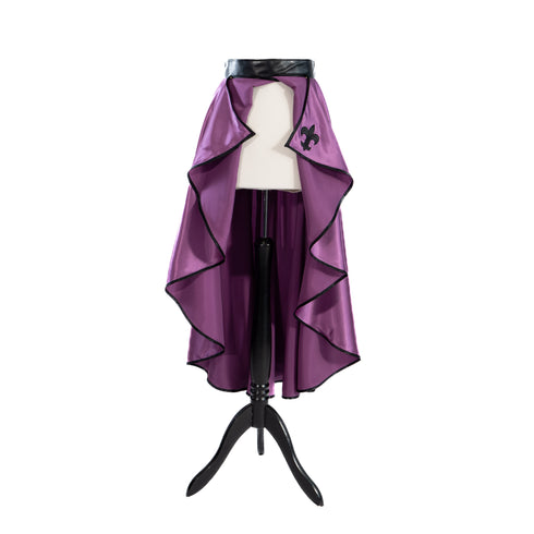 SiaLinda: Rock Viola II, violett, Satin, Lilien Applikation, asymmetrisch, geschlitzt