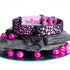 SiaLinda: Gothic Halloween Halsband Vacchetta Leder pink mit Gitterstoff, mit oder ohne Ring, Geschenkverpackung