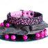 SiaLinda: Gothic Halloween Halsband Vacchetta Leder pink mit Gitterstoff, mit oder ohne Ring, Geschenkverpackung
