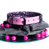 SiaLinda: Gothic Halloween Halsband Vacchetta Leder pink mit Gitterstoff, mit oder ohne Ring, Geschenkverpackung