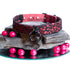 SiaLinda: Gothic Halloween Halsband Vacchetta Leder rot mit Gitterstoff, mit oder ohne Ring, Geschenkverpackung