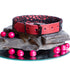 SiaLinda: Gothic Halloween Halsband Vacchetta Leder rot mit Gitterstoff, mit oder ohne Ring, Geschenkverpackung