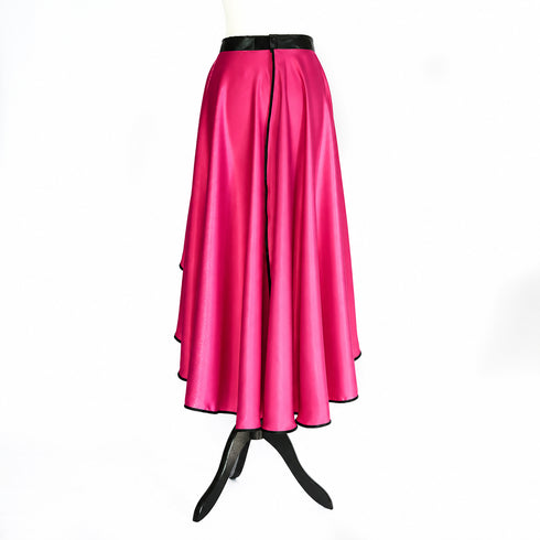 SiaLinda: Skirt Aurelia, gold yellow metallic, satin, lilies application, asymmetric, slitted