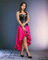 SiaLinda: Skirt Aurelia, gold yellow metallic, satin, lilies application, asymmetric, slitted