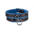 SiaLinda: Lederhalsband blau-schwarz mit O-Ring, Elchleder, 2 cm, zwei Längen