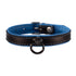 SiaLinda: Lederhalsband blau-schwarz mit O-Ring, Elchleder, 2 cm, zwei Längen