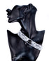 SiaLinda: Gothic Halloween Halsband schwarz mit weißer Spitze, Vacchetta-Leder, solo oder mit O-Ring