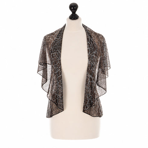 SiaLinda: Bolero Nuria Onza, Leo-Muster mit Silber, transparent, Designerstoff