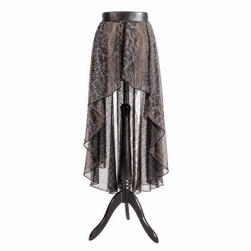 SiaLinda: O-Rock Onza, Leo-Muster mit Silber, transparent, Designerstoff, asymmetrisch