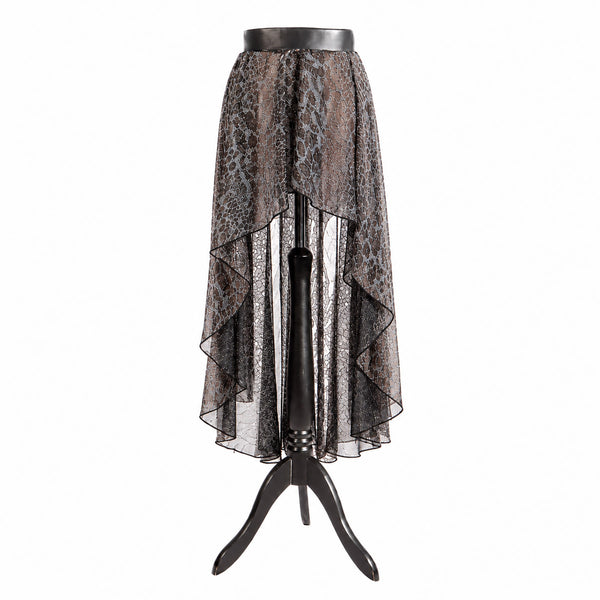 SiaLinda: O-Rock Onza, Leo-Muster mit Silber, transparent, Designerstoff, asymmetrisch