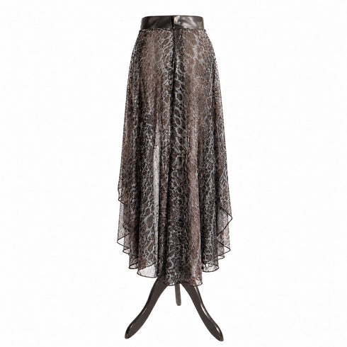 SiaLinda: O-Rock Onza, Leo-Muster mit Silber, transparent, Designerstoff, asymmetrisch