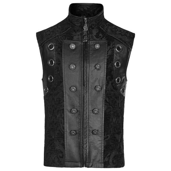 SiaLinda: Schwarze Gothic Weste Herren Nero, Barock Brokat, ärmellos