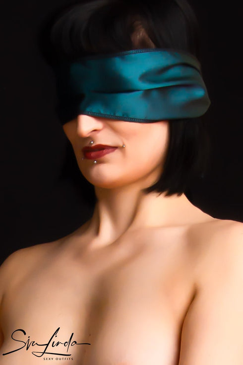 SiaLinda: Augenbinde Zola II Vanessa, petrol - türkis grün, Satin - SiaLinda.com