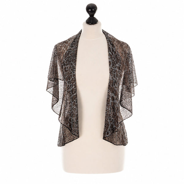 SiaLinda: Bolero Nuria Onza, Leo-Muster mit Silber, transparent, Designerstoff - SiaLinda.com