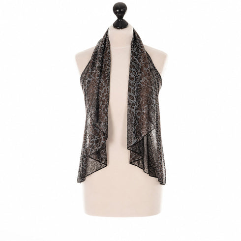 SiaLinda: Bolero Nuria Onza, Leo-Muster mit Silber, transparent, Designerstoff - SiaLinda.com