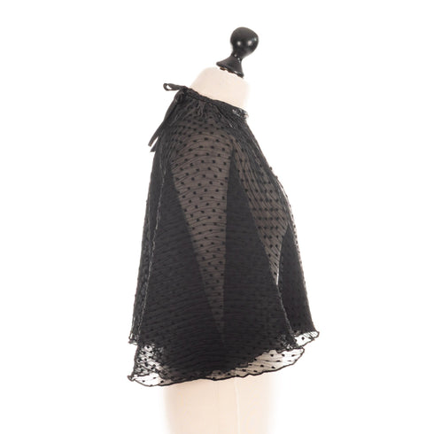 SiaLinda: Cape CapaLinda, schwarz, Plissée Designerstoff, Fransen oder Collier - SiaLinda.com