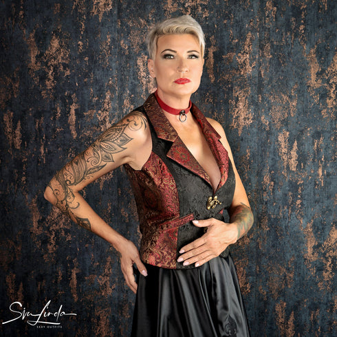 SiaLinda: Charlotte Damen Weste - Jacke, Jacquard, schwarz, stark und sexy - SiaLinda.com