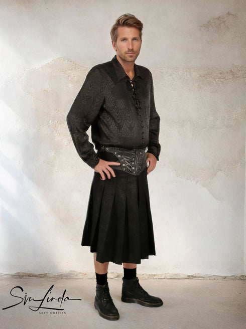 SiaLinda for Men: Herrenrock Sigar, Kilt Stil, Gürtel mit Reißverschluss und Schnürungen - SiaLinda.com
