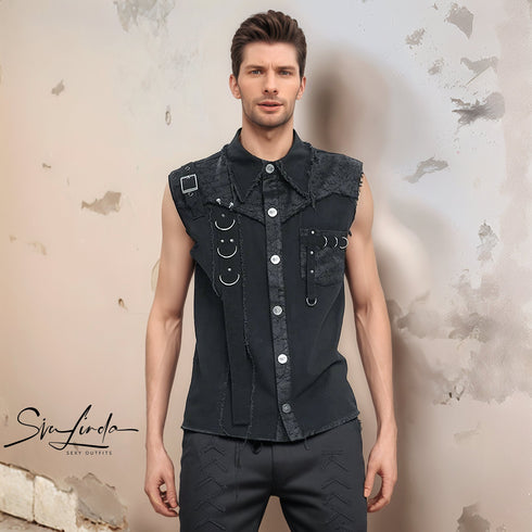 SiaLinda for Men: Shirt Sverre, ärmellos, Streetware Style, schwarz, Baumwolle - SiaLinda.com
