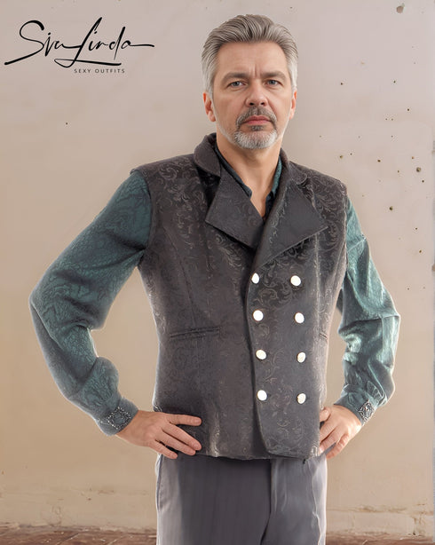 SiaLinda for Men: Weste Einar II, Brokat, schwarz - SiaLinda.com