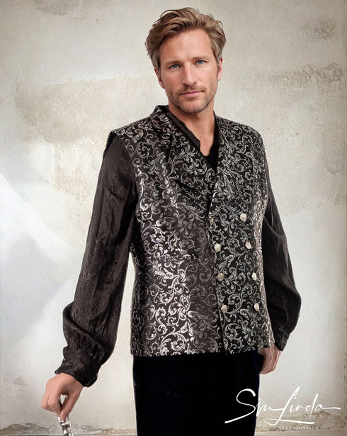 SiaLinda for Men: Weste Einar II, Brokat, silber schwarz - SiaLinda.com