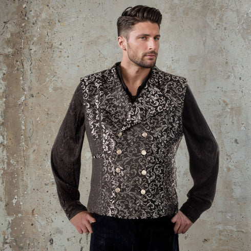 SiaLinda for Men: Weste Einar II, Brokat, silber schwarz - SiaLinda.com