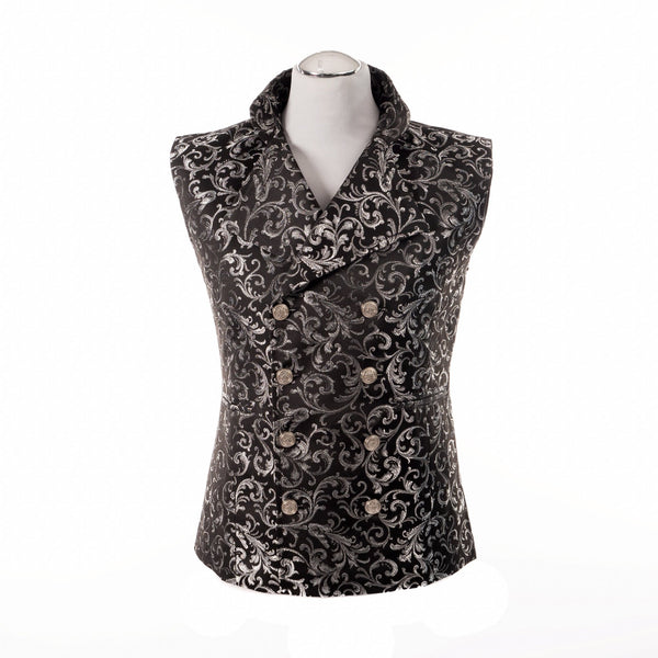 SiaLinda for Men: Weste Einar II, Brokat, silber schwarz - SiaLinda.com