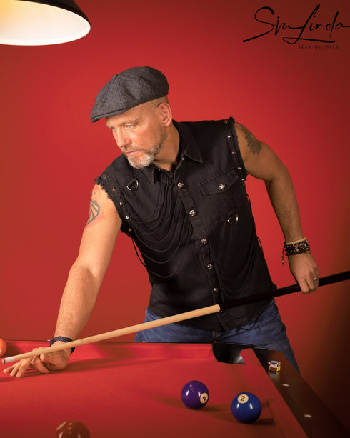 SiaLinda for Men: Weste / Hemd Arion, Ärmellos, Druckknöpfe, schwarz, Baumwolle - SiaLinda.com