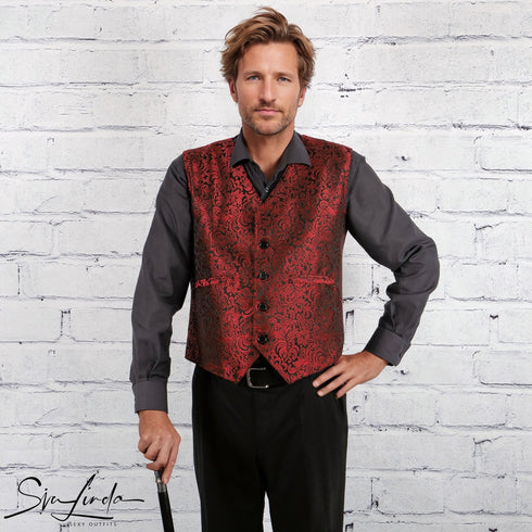 SiaLinda for Men: Weste Rohan, Jacquard rot schwarz - SiaLinda.com