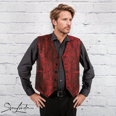 SiaLinda for Men: Weste Rohan, Jacquard rot schwarz - SiaLinda.com