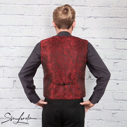SiaLinda for Men: Weste Rohan, Jacquard rot schwarz - SiaLinda.com