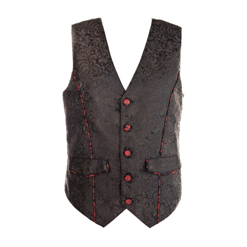 SiaLinda for Men: Weste Steen, Jacquard schwarz mit roten Akzenten - SiaLinda.com