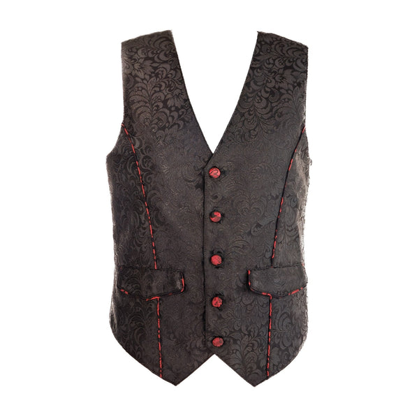 SiaLinda for Men: Weste Steen, Jacquard schwarz mit roten Akzenten - SiaLinda.com