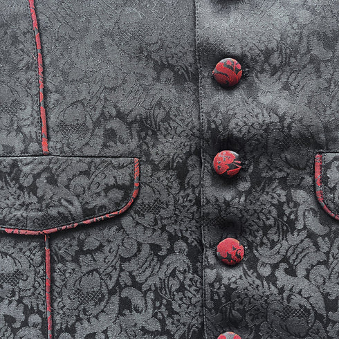 SiaLinda for Men: Weste Steen schwarz mit roten Akzenten, Jacquard, S bis 7XL - SiaLinda.com
