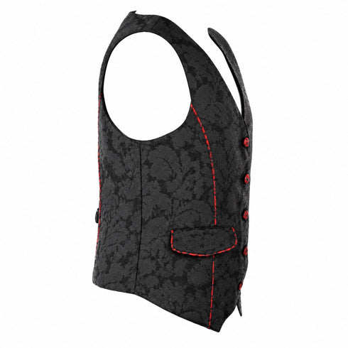 SiaLinda for Men: Weste Steen schwarz mit roten Akzenten, Jacquard, S bis 7XL - SiaLinda.com