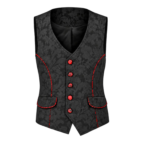 SiaLinda for Men: Weste Steen schwarz mit roten Akzenten, Jacquard, S bis 7XL - SiaLinda.com