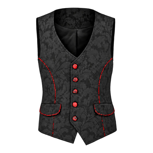 SiaLinda for Men: Weste Steen schwarz mit roten Akzenten, Jacquard, S bis 7XL - SiaLinda.com