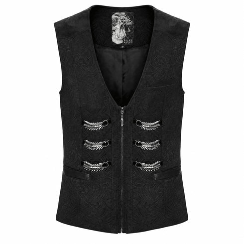 SiaLinda: Gothic Aristokrat Weste Herren Greif, schwarz, Jacquard, Flügel-Applikationen - SiaLinda.com