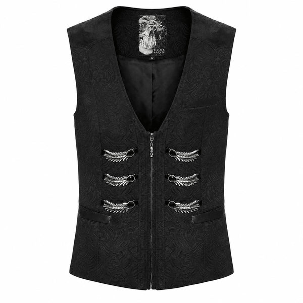 SiaLinda: Gothic Aristokrat Weste Herren Greif, schwarz, Jacquard, Flügel-Applikationen - SiaLinda.com