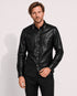 SiaLinda: Gothic Hemd Herren Falk, schwarz, Kunstleder Used-Look, Flügel-Applikation - SiaLinda.com