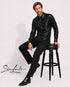 SiaLinda: Gothic Hemd Herren Falk, schwarz, Kunstleder Used-Look, Flügel-Applikation - SiaLinda.com