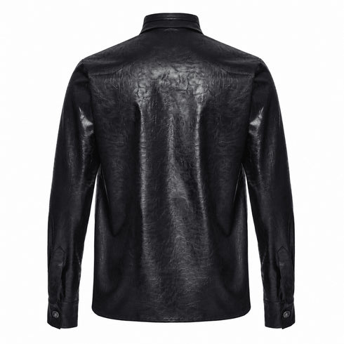 SiaLinda: Gothic Hemd Herren Falk, schwarz, Kunstleder Used-Look, Flügel-Applikation - SiaLinda.com