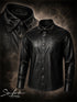 SiaLinda: Gothic Hemd Herren Falk, schwarz, Kunstleder Used-Look, Flügel-Applikation - SiaLinda.com