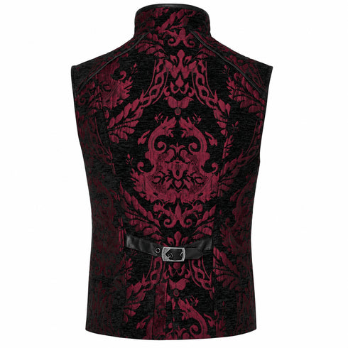SiaLinda: Gothic Weste Herren schwarz rot Fero, Barock Brokat, ärmellos - SiaLinda.com