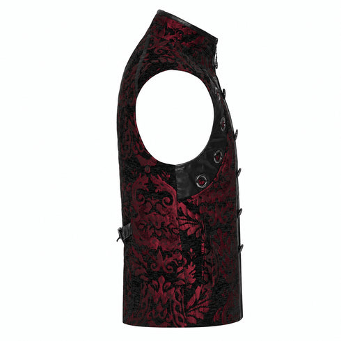 SiaLinda: Gothic Weste Herren schwarz rot Fero, Barock Brokat, ärmellos - SiaLinda.com