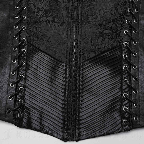 SiaLinda: Gothic Weste Herren Stehkragen Rune, schwarz, Jacquard, seitliche Schnürung - SiaLinda.com