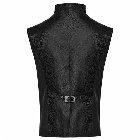 SiaLinda: Gothic Weste Herren Stehkragen Rune, schwarz, Jacquard, seitliche Schnürung - SiaLinda.com