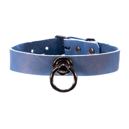 SiaLinda: Halsband Blue Sky, echtes Leder himmel blau, zwei O - Ringe 20mm zur Auswahl, Geschenkverpackung - SiaLinda.com