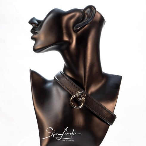 SiaLinda: Halsband echtes Elch Leder schwarz, 2 Größen, 2 O - Ringe, 20mm breit - SiaLinda.com